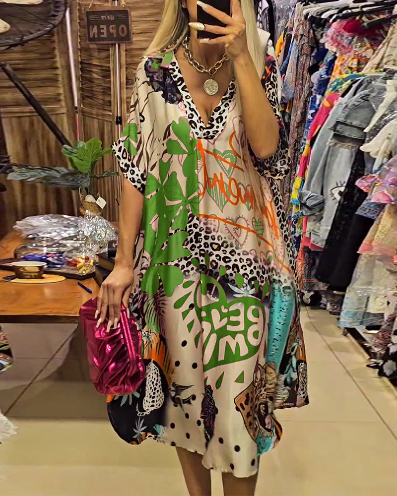 Robe Soirée Femme Élégante avec Décolleté et Imprimé Coloré