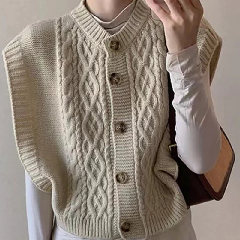 Gilet femme sans manches en maille épaisse et douce - PanierRoyale