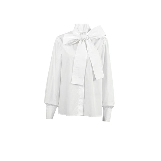 Chemisier femme élégant manches longues détente avec nœud - PanierRoyale