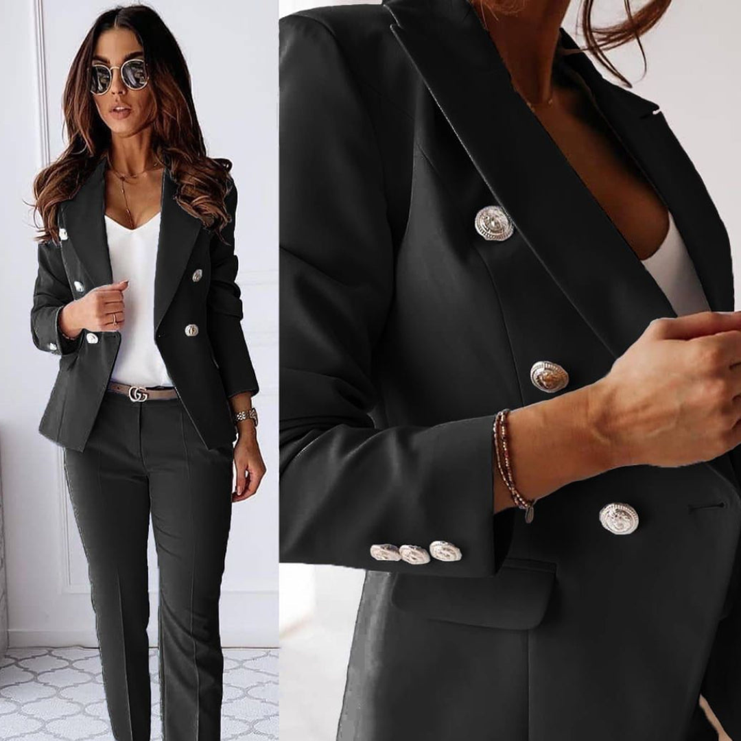 Costume Femme Élégant Tailleur Deux Boutons