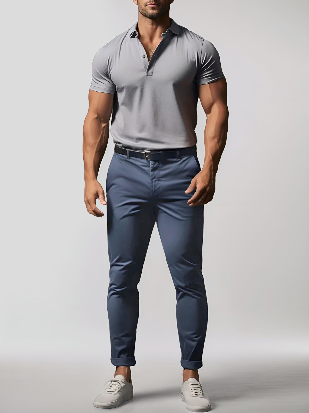 Pantalon Chino Homme Élastique et Léger en Coton Mélangé