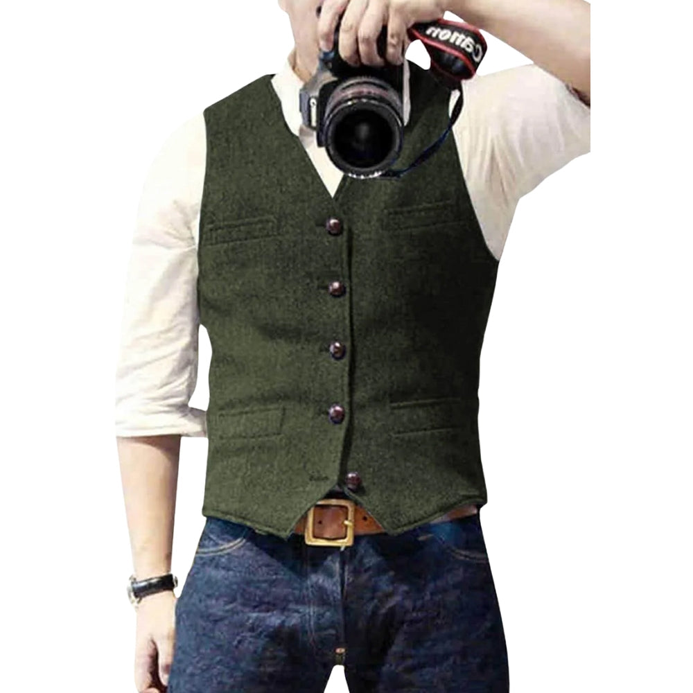 Gilet Casual Col V avec Poches Latérales - PanierRoyale