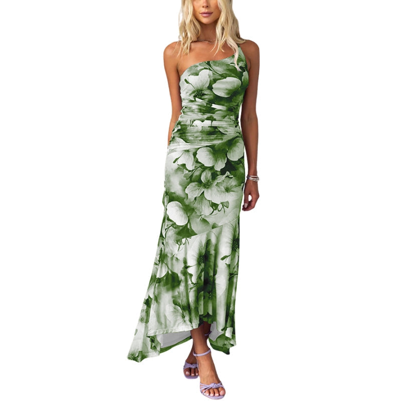 Robe Élégante sans Manches Fleurs Imprimées