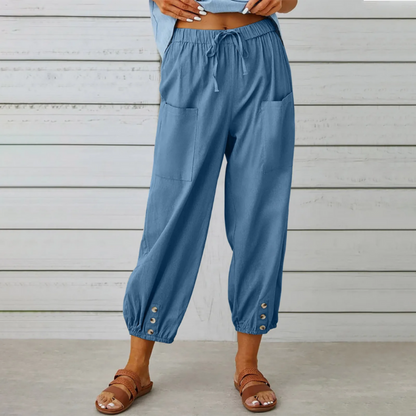 Pantalon Femme Décontracté Taille Haute Lin confortable - PanierRoyale