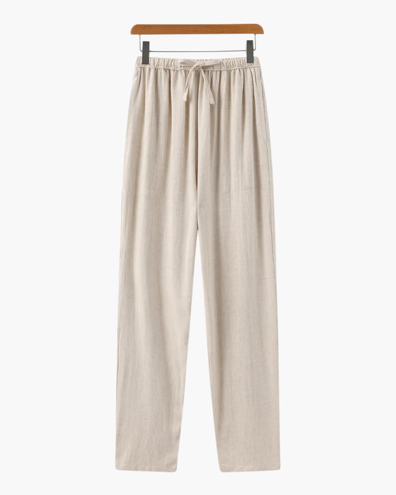 Pantalon Lin Slim Fit Homme pour Été en Lin avec Cordons - BerlinGlamour