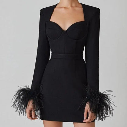 Robe Élégante Manches Longues Taille Haute Féminine