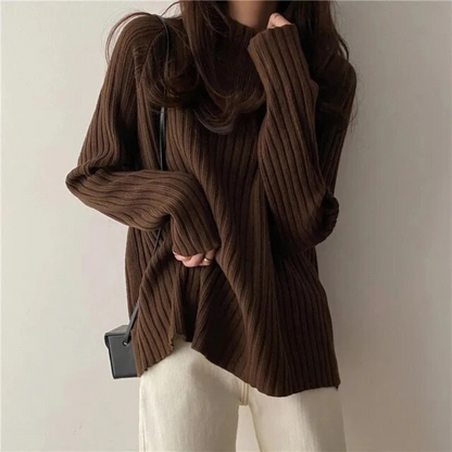 Pull Col Montant Femme Long Manches - PanierRoyale
