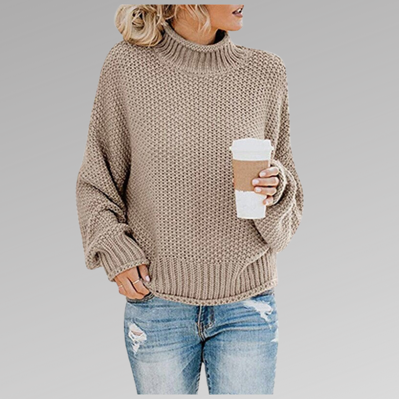 Pull Femme Tricoté Coloré Col Roulé Élégant