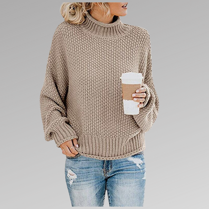 Pull Femme Tricoté Coloré Col Roulé Élégant