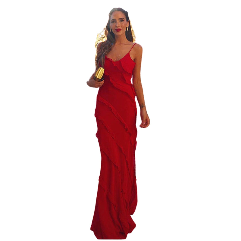 Robe Été Longue sans Manches Décolletée Féminine