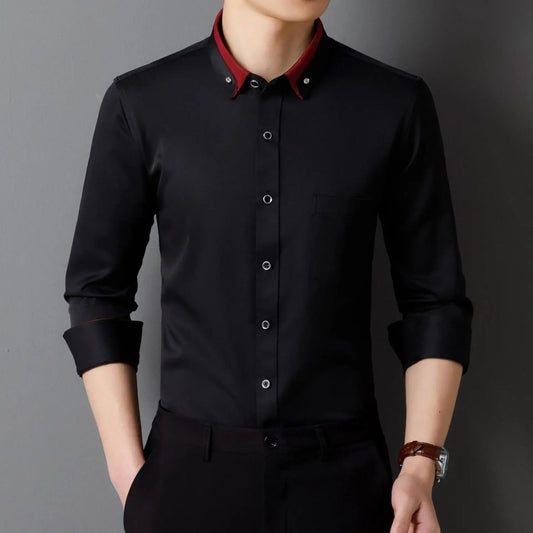 Chemise Homme à Col Contraste Décontractée et Confortable - PanierRoyale