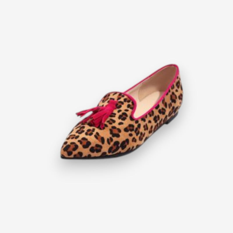 Chaussons de Luxe à Pointe Léopard avec Rivets Argent - PanierRoyale