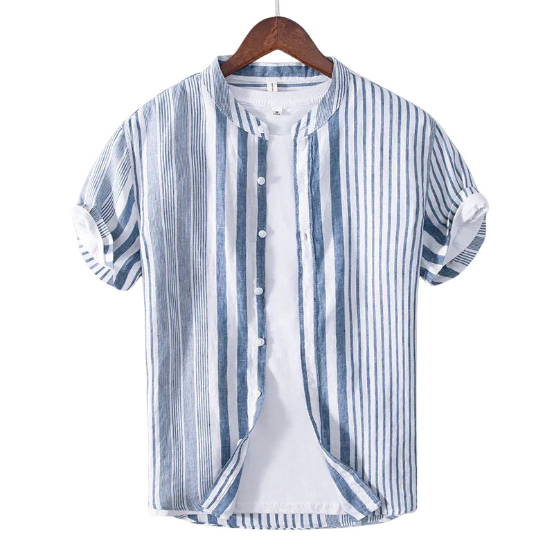 Chemise Coton Rayée Élégante Manches Courtes