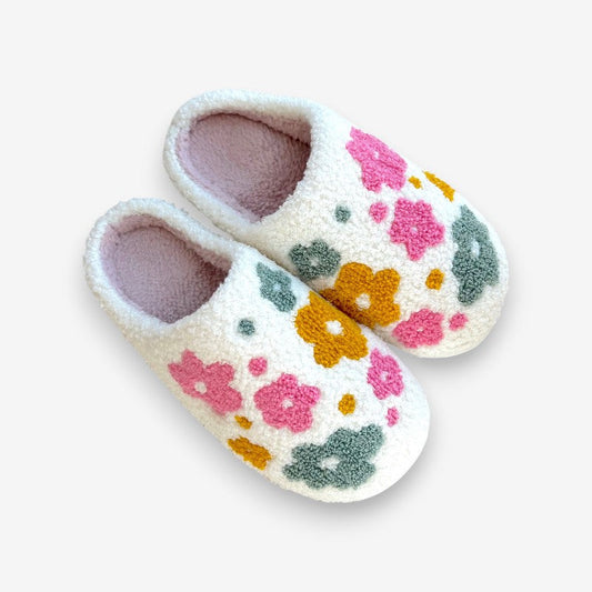 Chaussons Confort Fleur Doux avec Semelle Antidérapante - PanierRoyale