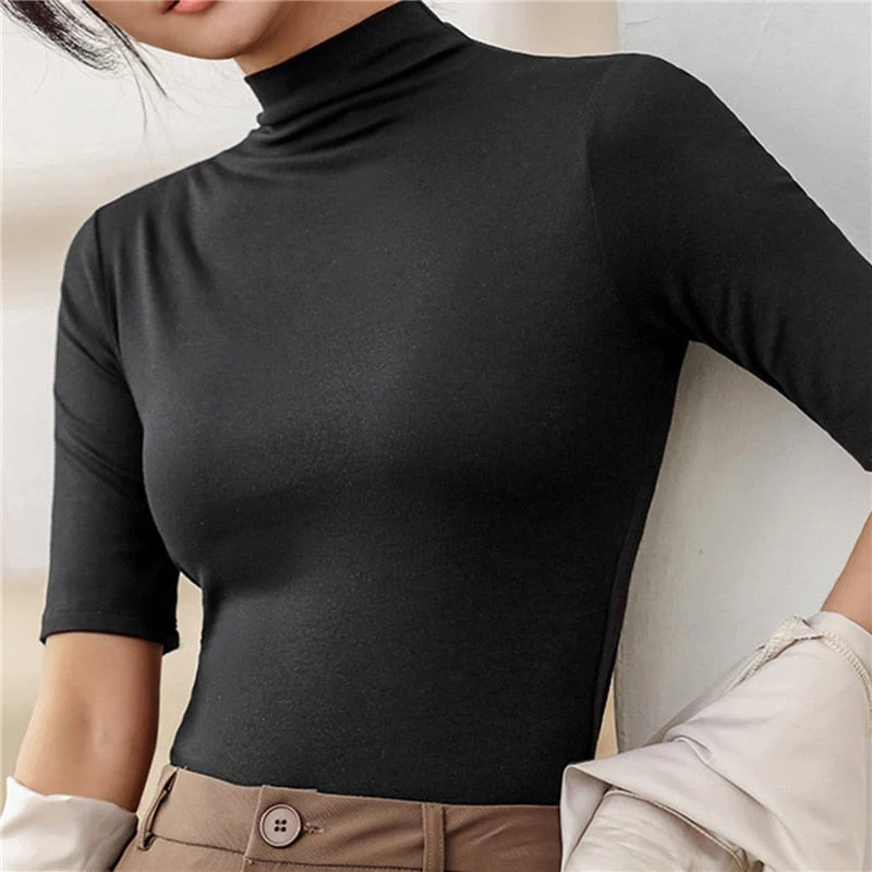 Top Femme Col Roulé Slim et Élégant - PanierRoyale