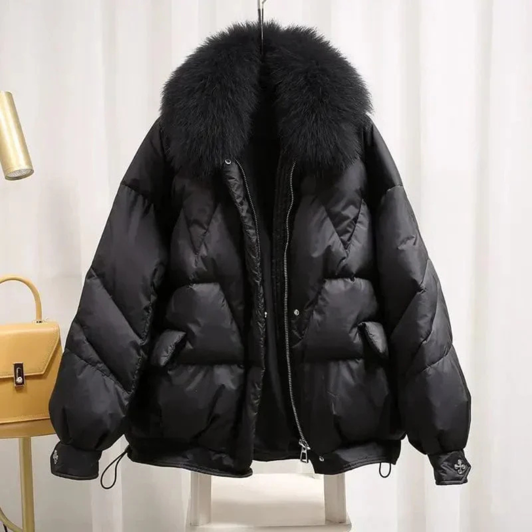 Veste Noire Chic et Élégante Doublure Fourrée