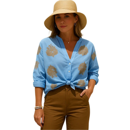 Chemise Femme Élégante Manches Longues Décolleté Plongeant - PanierRoyale