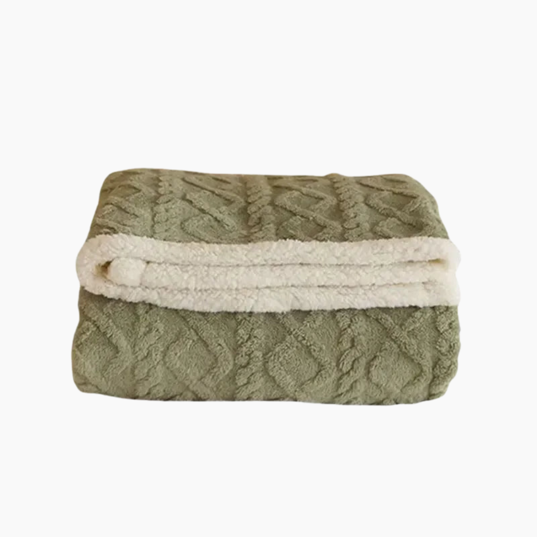 Plaid Laine Chaud et Doux Vert Foncé - PanierRoyale