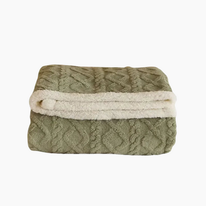 Plaid Laine Chaud et Doux Vert Foncé - PanierRoyale