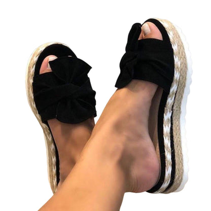 Sandales Femmes à Talon Plat avec Nœud Élégant