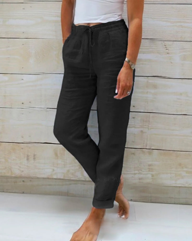 Pantalon Femme Lin Clair Élégant pour Été
