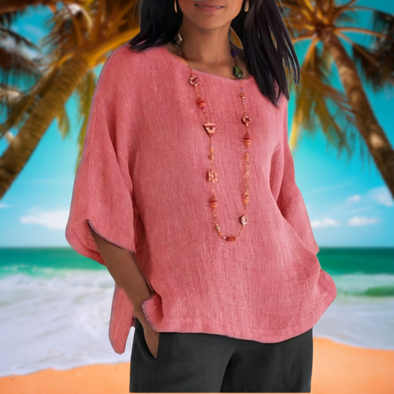 Chemisier Femme Classique Col Rond Manches Courtes - PanierRoyale