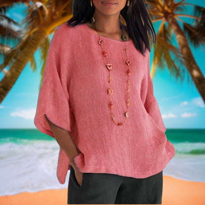 Chemisier Femme Classique Col Rond Manches Courtes - PanierRoyale