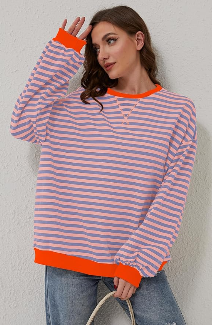 Pull Femme Rayé Col Rond Printemps