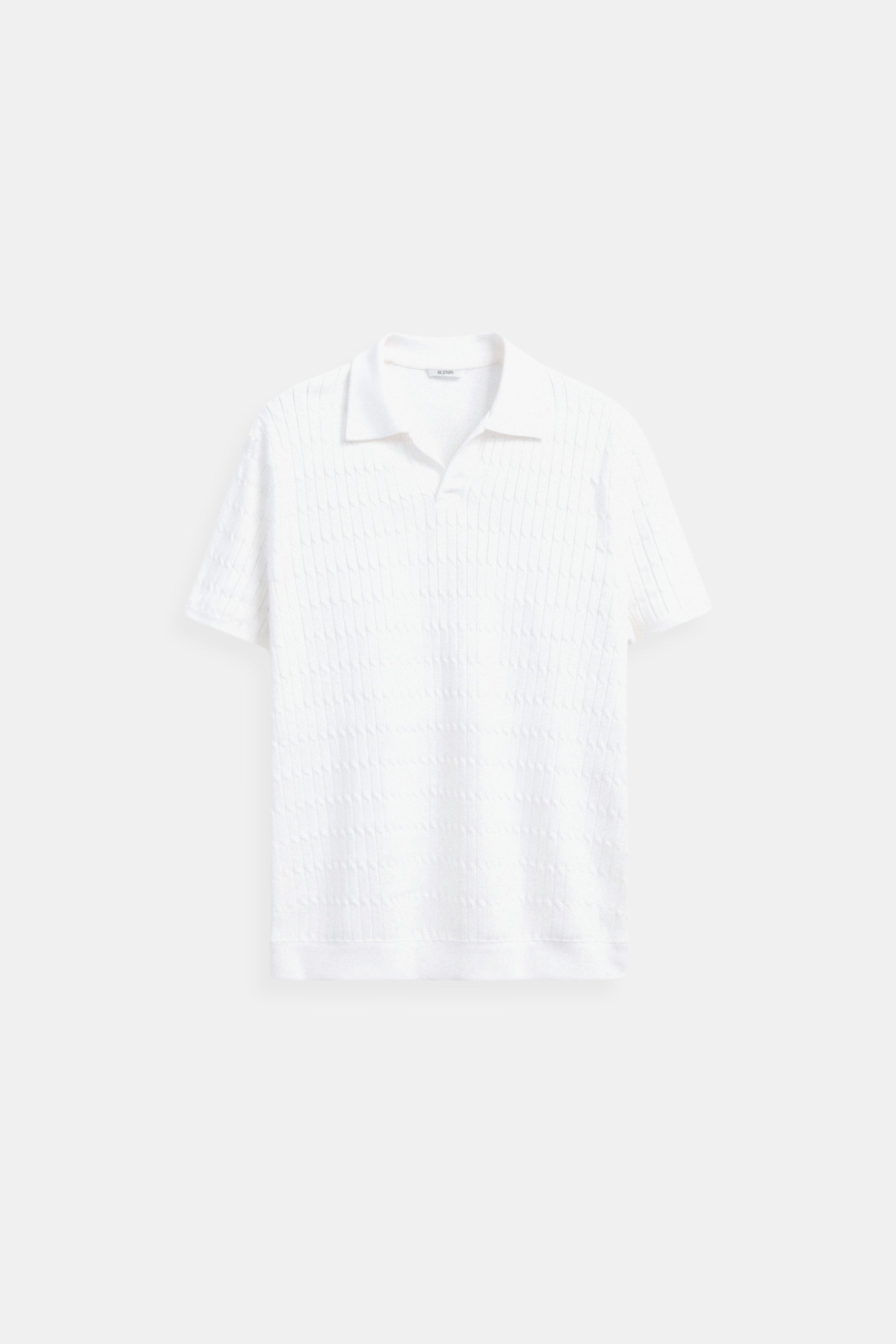 Chemise Poloshirt Blanc à Motif Texture - BerlinGlamour