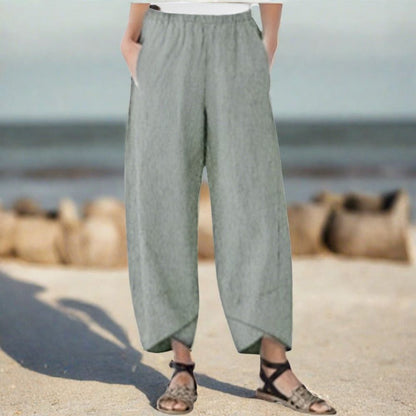 Pantalon Femme Décontracté avec Poches et Taille Élégante