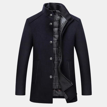 Manteau Homme Hiver au Col Montant en Laine