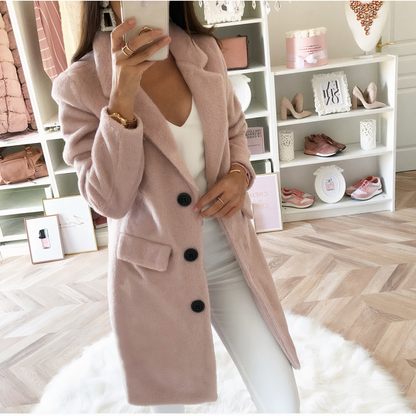 Manteau Femme Long Noir Chic en Hiver - PanierRoyale