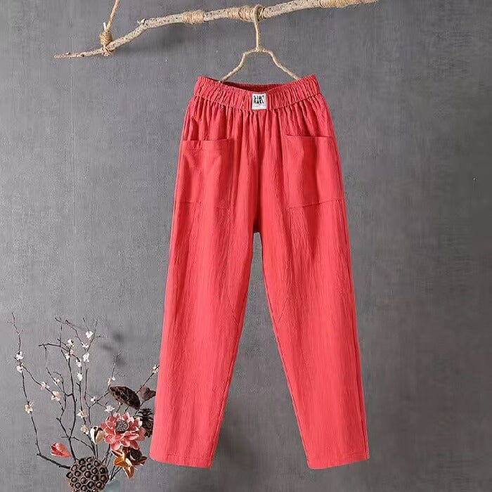 Pantalon Femme Décontracté à Taille Élastique pour Loisirs