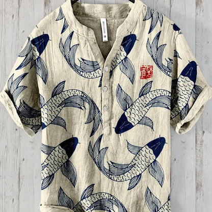 Chemise Homme Décontractée à Poissons