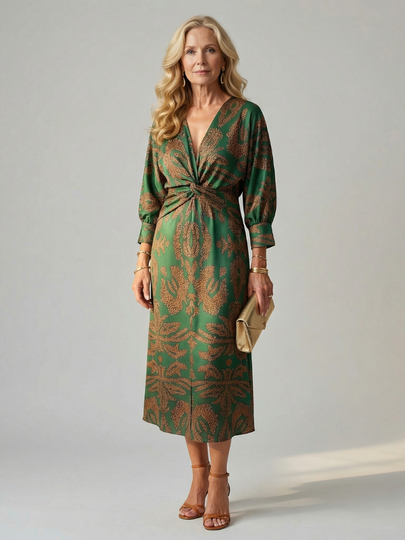 Robe Midi Femme Coupe Croisée Taille Cintrée - PanierRoyale