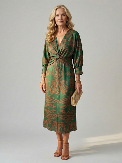 Robe Midi Femme Coupe Croisée Taille Cintrée - PanierRoyale