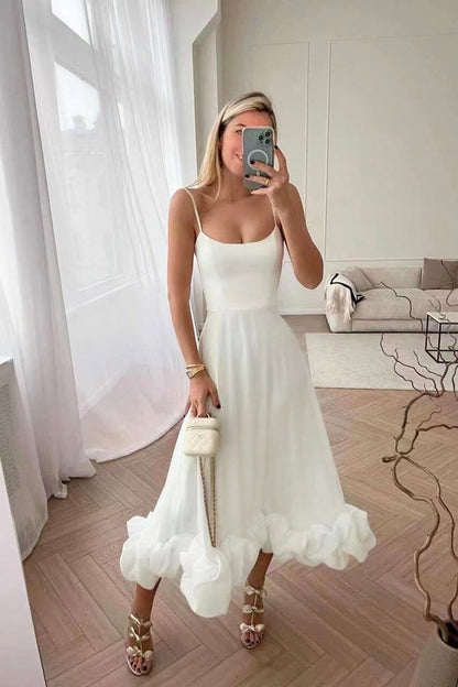 Robe de Mariage Élégante pour Femme avec Volants