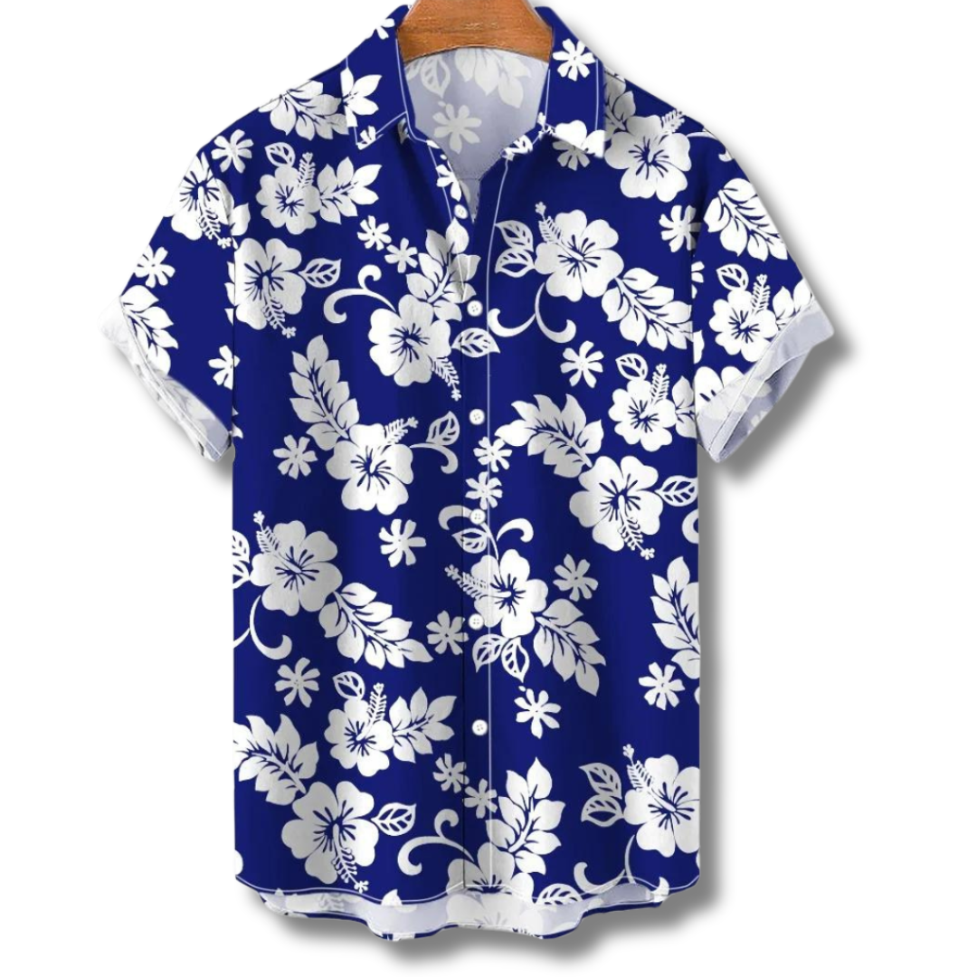 Chemise Hawaii Manches Courtes Fleurs Colorées