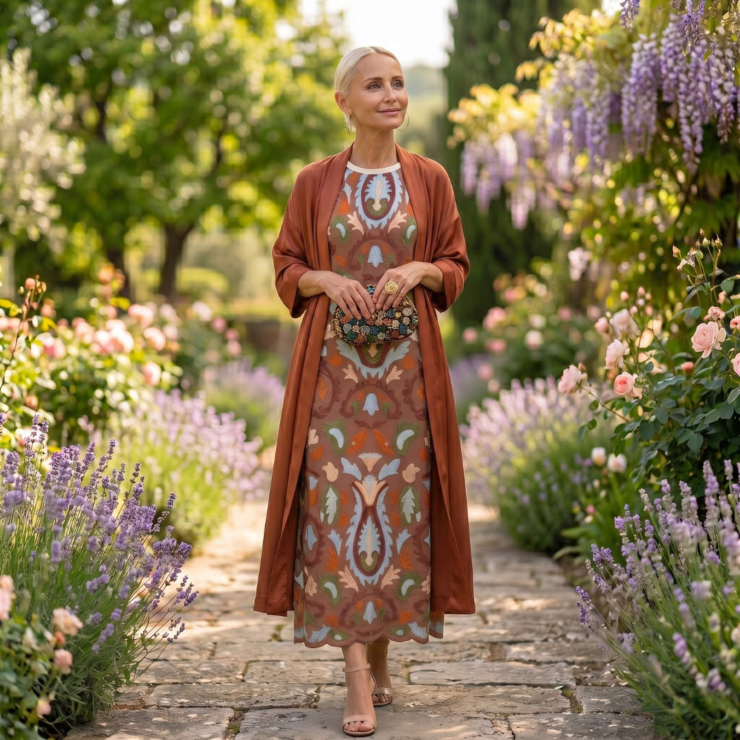 Ensemble Femme Robe Longue et Veste Assortie Coupe Droite - PanierRoyale