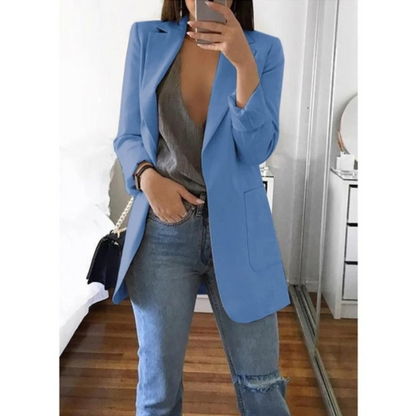 Veste Femelle Bleu Clair Détendue à Manches Longues - PanierRoyale