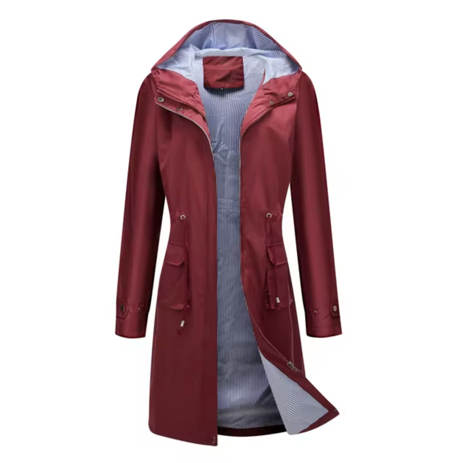 Manteau Femme Imperméable Long avec Capuche et Manches Réglables - PanierRoyale