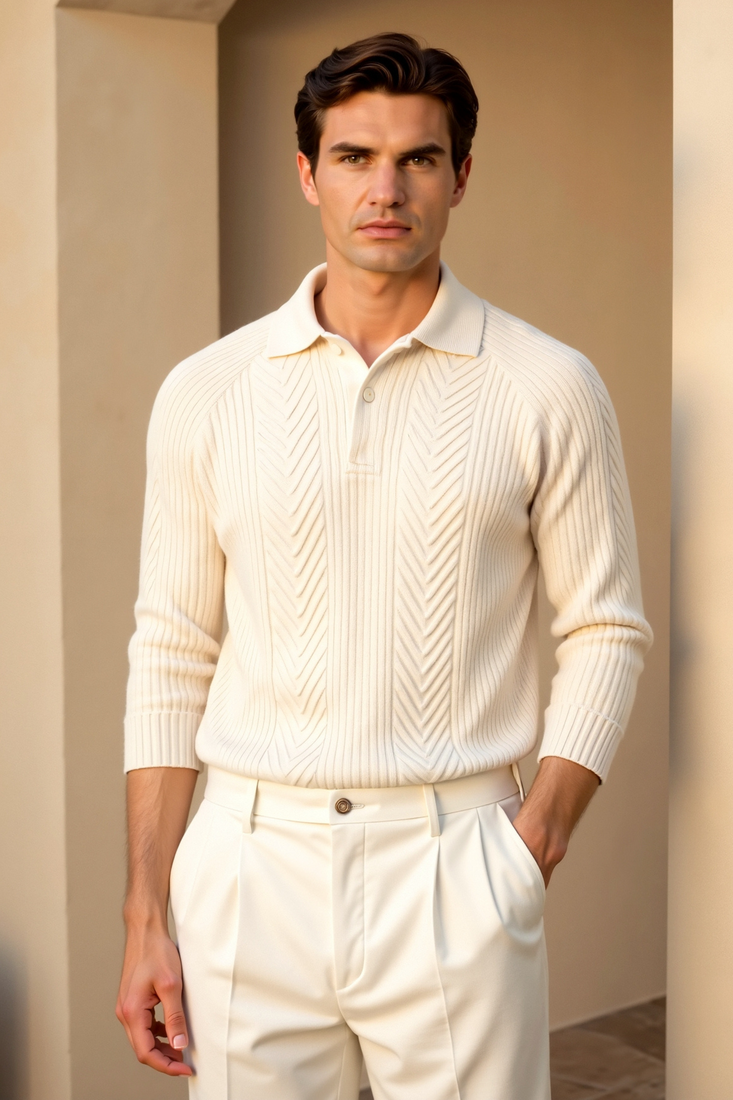 Pull en maille classique avec col polo