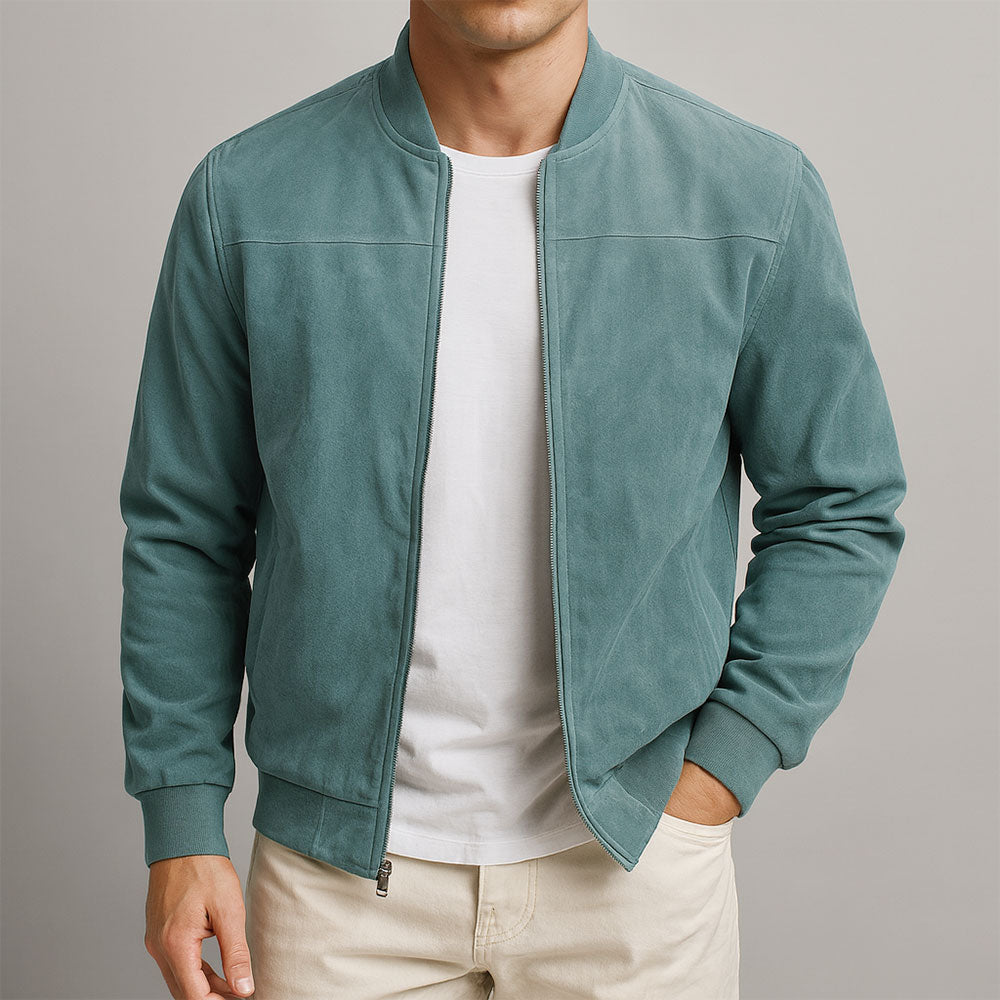 Veste Homme Cuir Suédé Coupe Classique