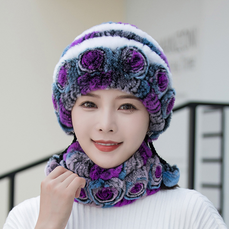 Bonnet Femme Hiver Fourré Doux et Confortable