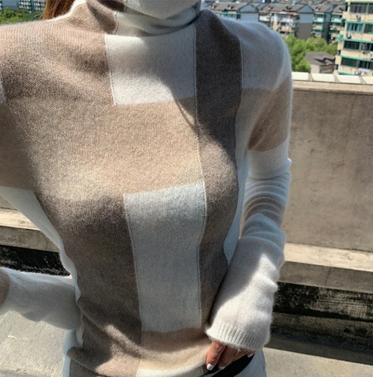 Pull Femme Hiver Écossais Col Roulé - PanierRoyale