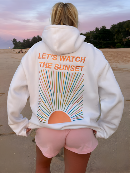 Sweat à capuche femme grande taille imprimé coucher de soleil - BerlinGlamour