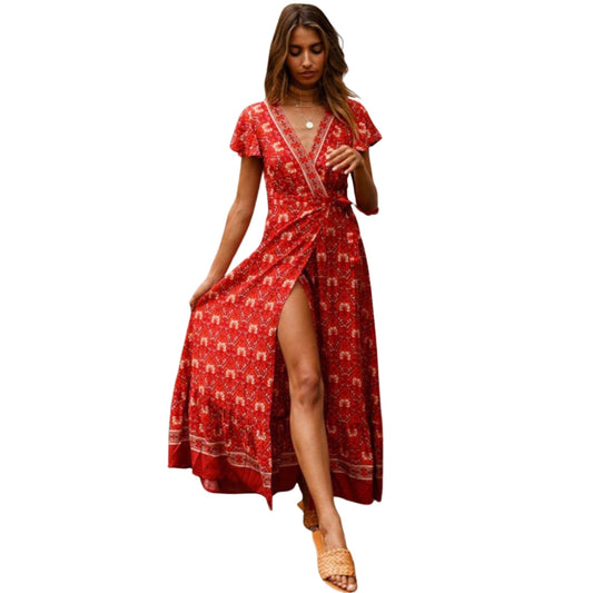 Robe Été Florale Col V Décontractée et Légère - PanierRoyale