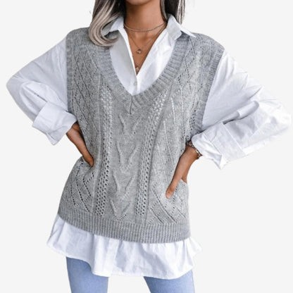 Gilet décontracté sans manches col V casual - PanierRoyale