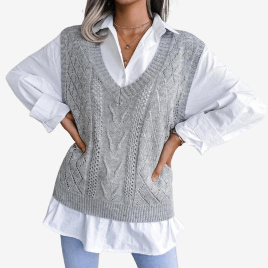 Gilet décontracté sans manches col V casual - PanierRoyale