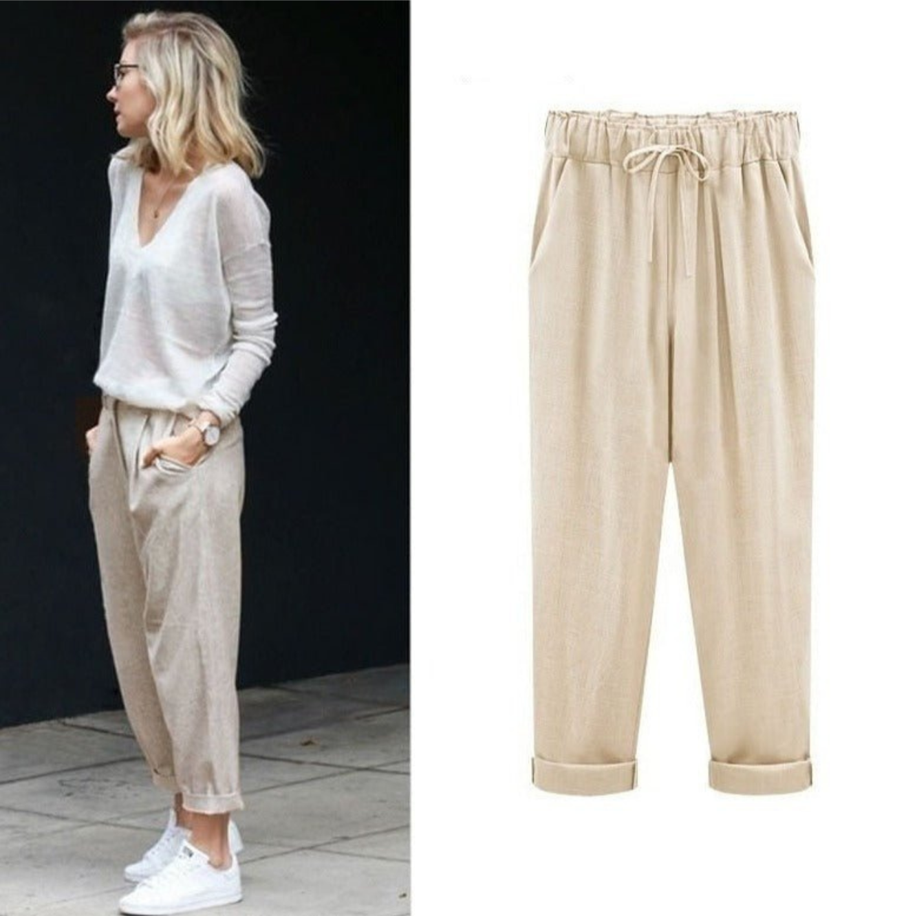 Pantalon Femme Lin Coton Confortable et Chic - PanierRoyale
